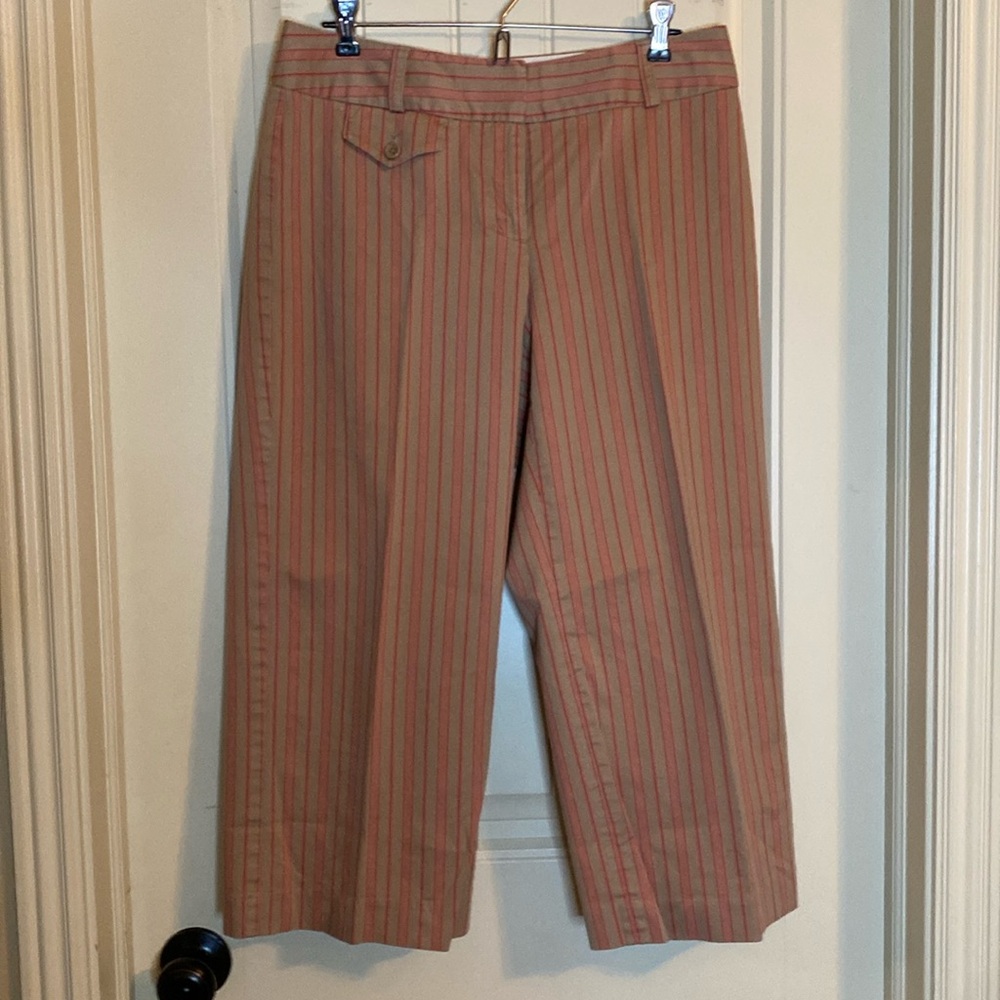 Cropped striped wide leg pants size 6